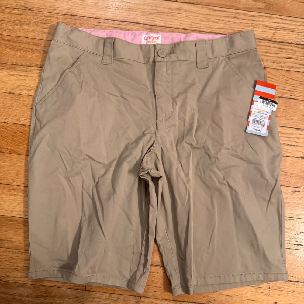 Cat & Jack Girls School Uniform Shorts Sourdough Beige Khaki Size 18 NWT